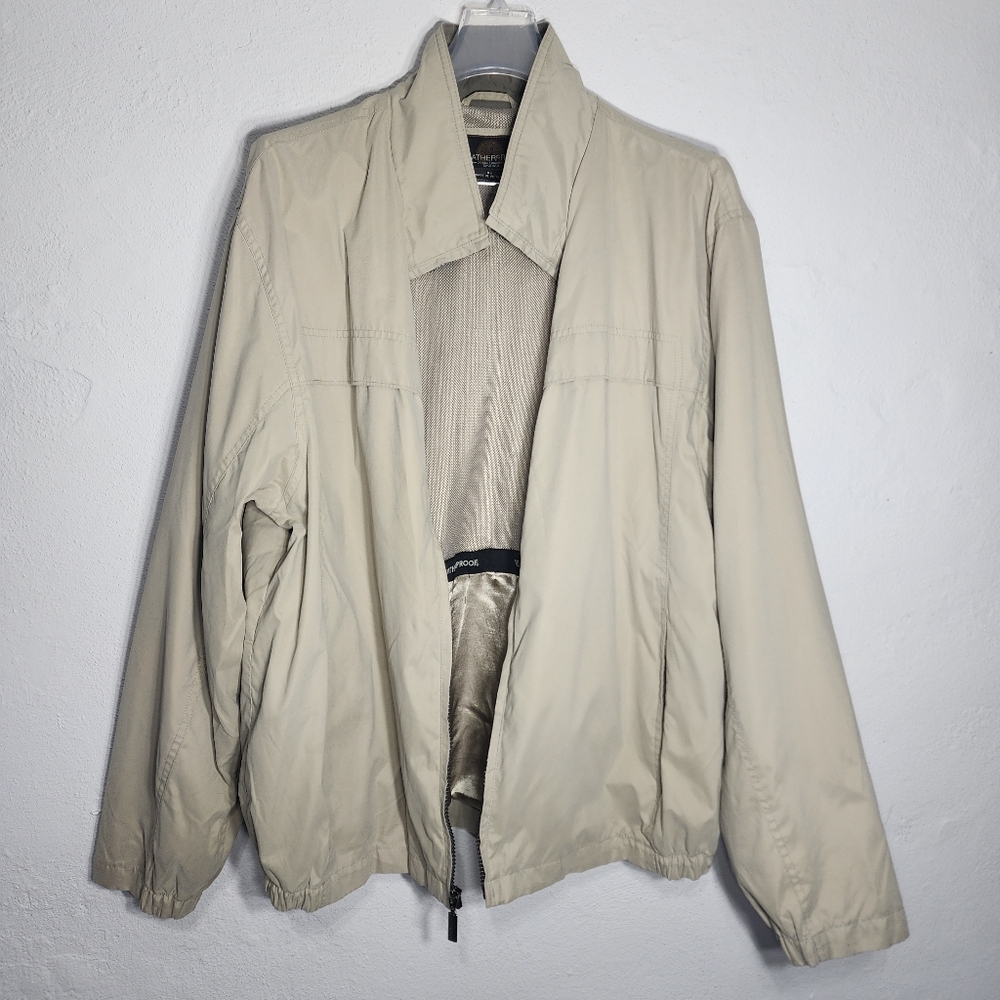Weatherproof Men’s XL Beige Lightweight Windbreaker Jacket Mesh Lined‎ Full Zip